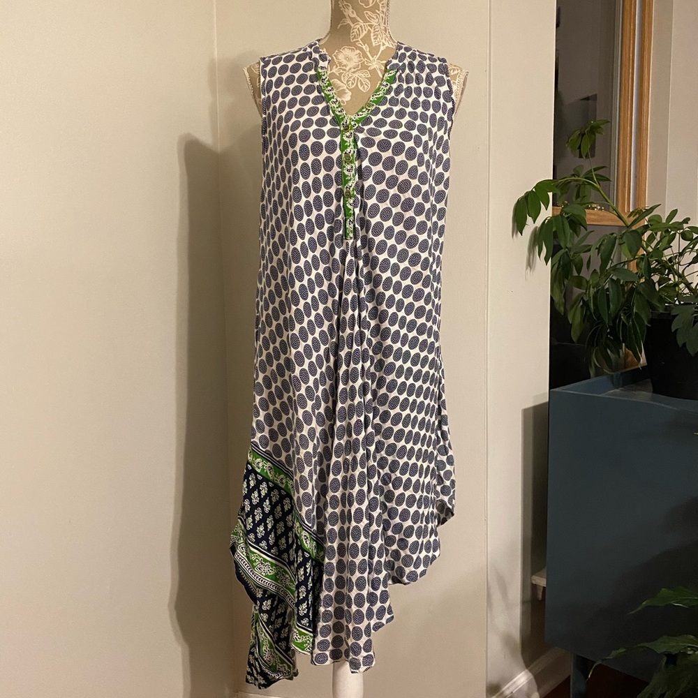 Polka Dot Swim Coverup with Green Accents